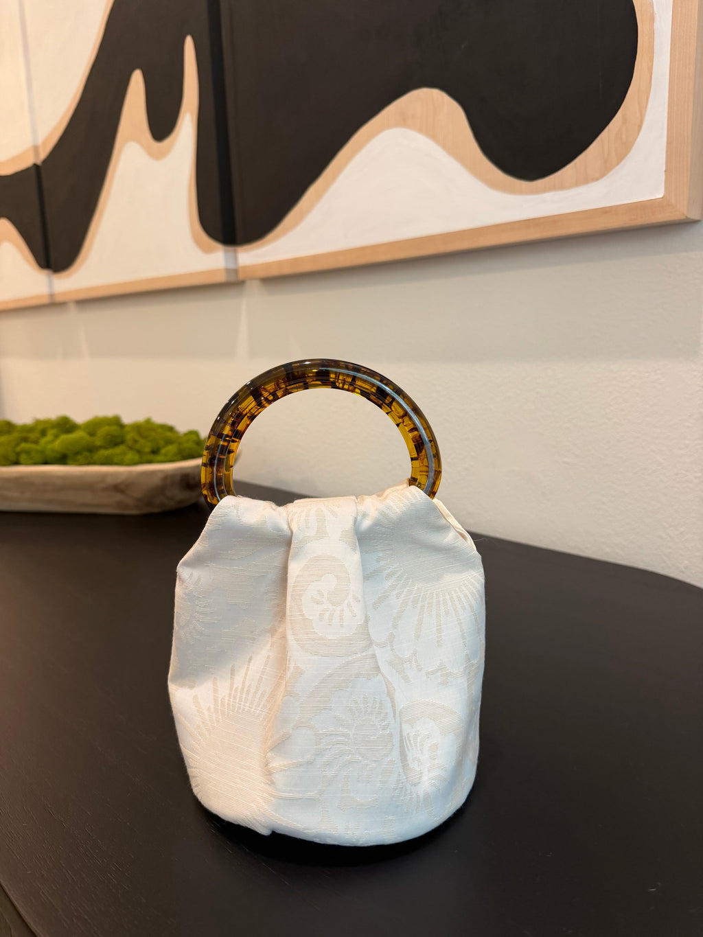 The Madeline Bag in ivory paisley by Du Motra
